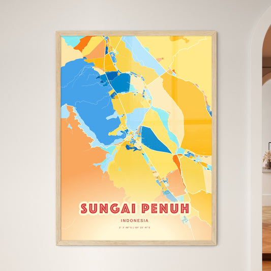 Colorful SUNGAI PENUH INDONESIA Fine Art Map Blue Orange