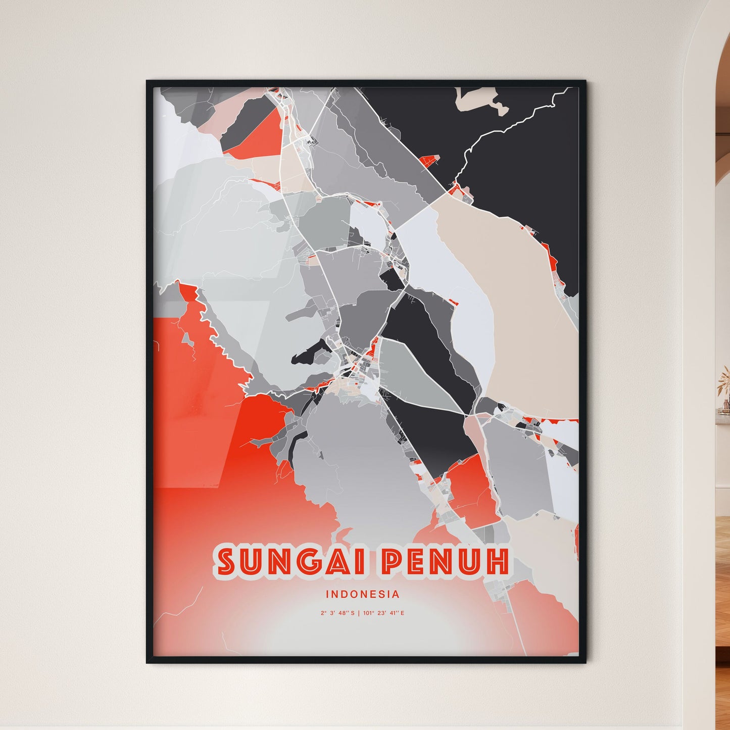 Colorful SUNGAI PENUH INDONESIA Fine Art Map Modern