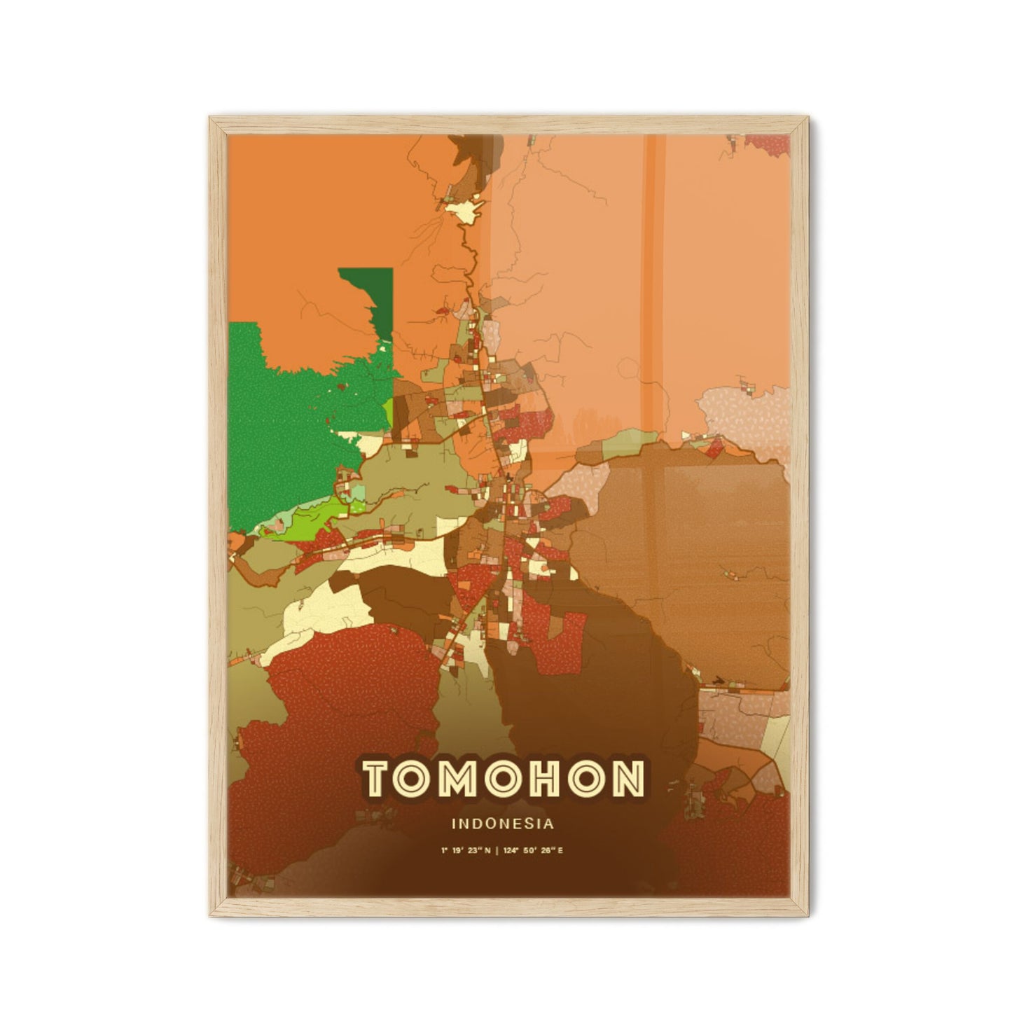 Colorful TOMOHON INDONESIA Fine Art Map Farmhouse