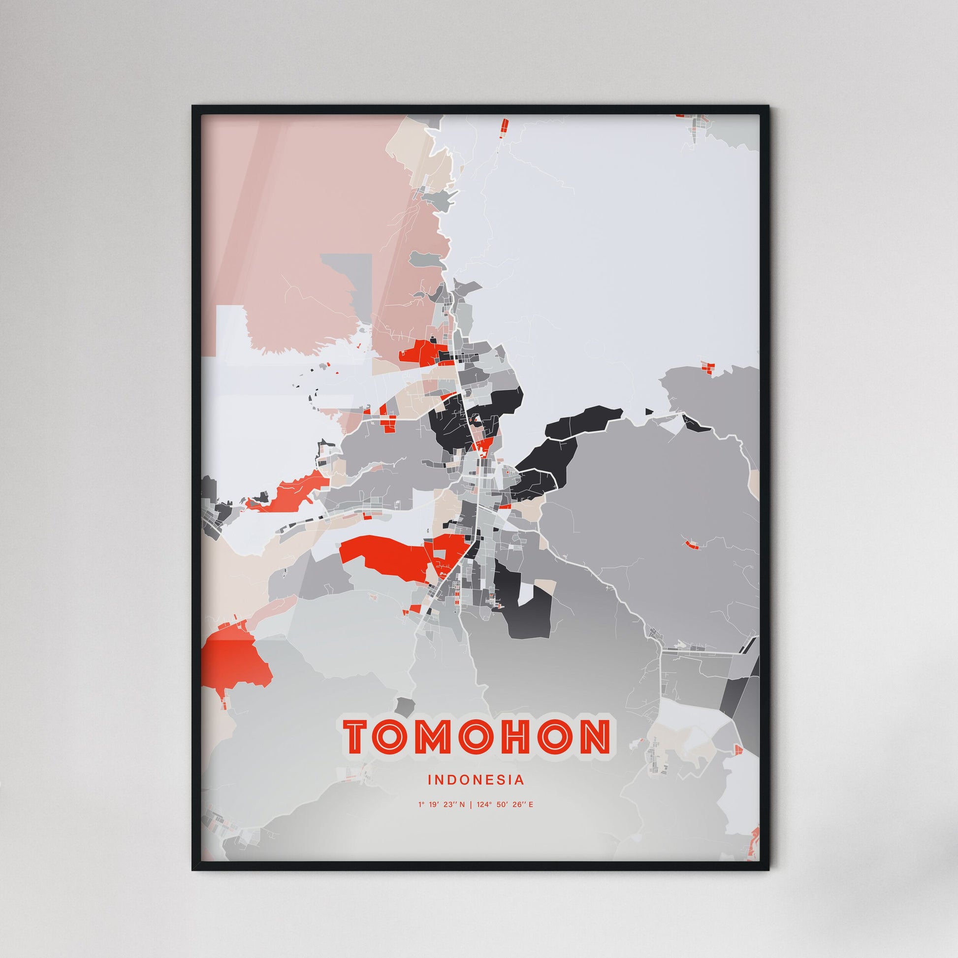 Colorful TOMOHON INDONESIA Fine Art Map Modern