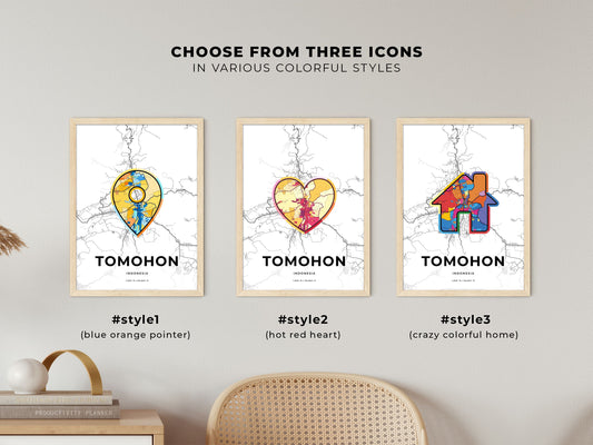 Tomohon Indonesia maps with colorful icons