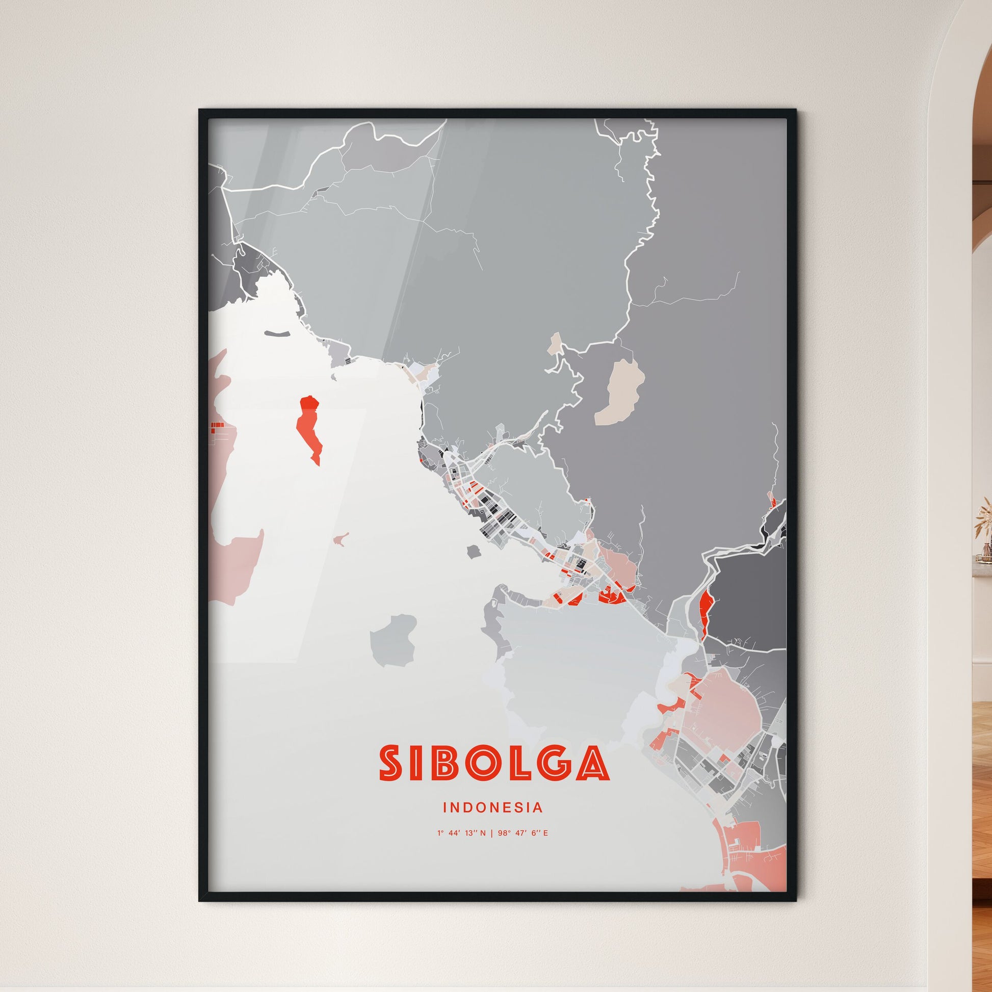 Colorful SIBOLGA INDONESIA Fine Art Map Modern