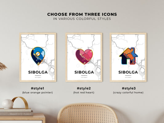 Sibolga Indonesia maps with colorful icons