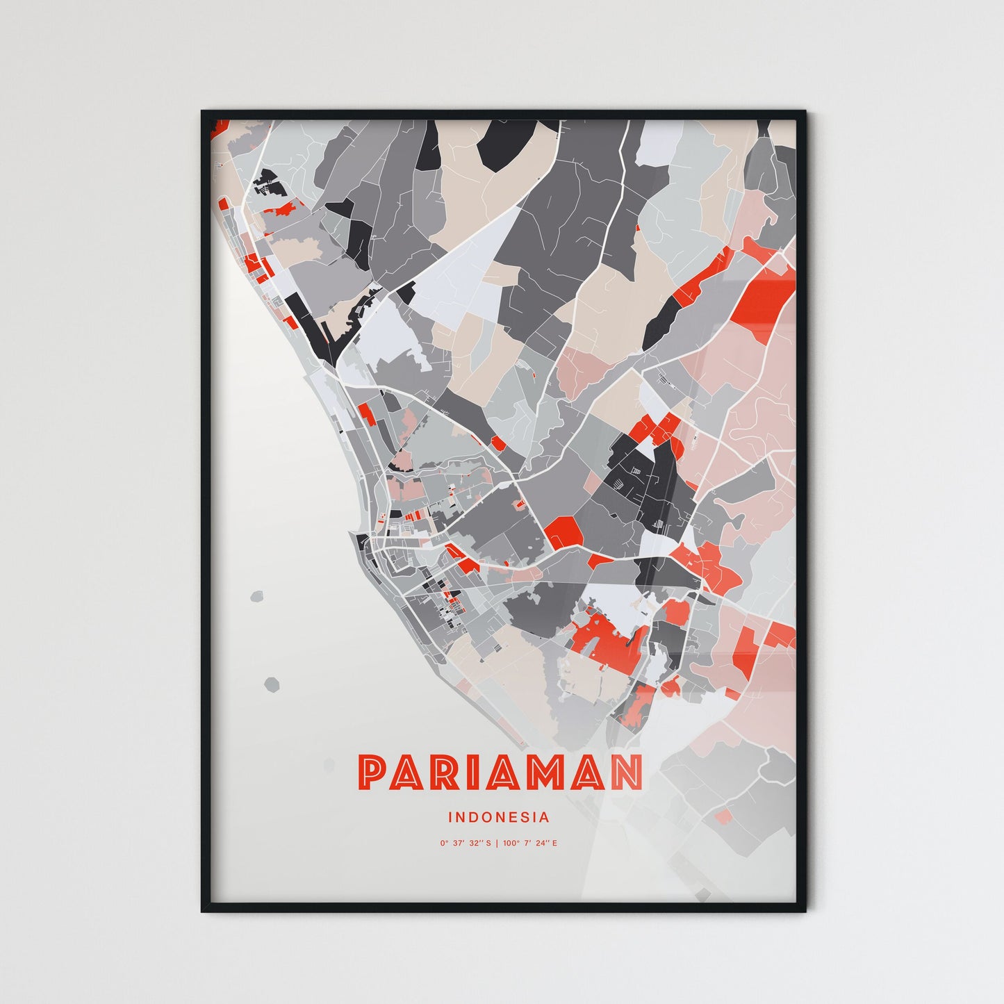 Colorful PARIAMAN INDONESIA Fine Art Map Modern