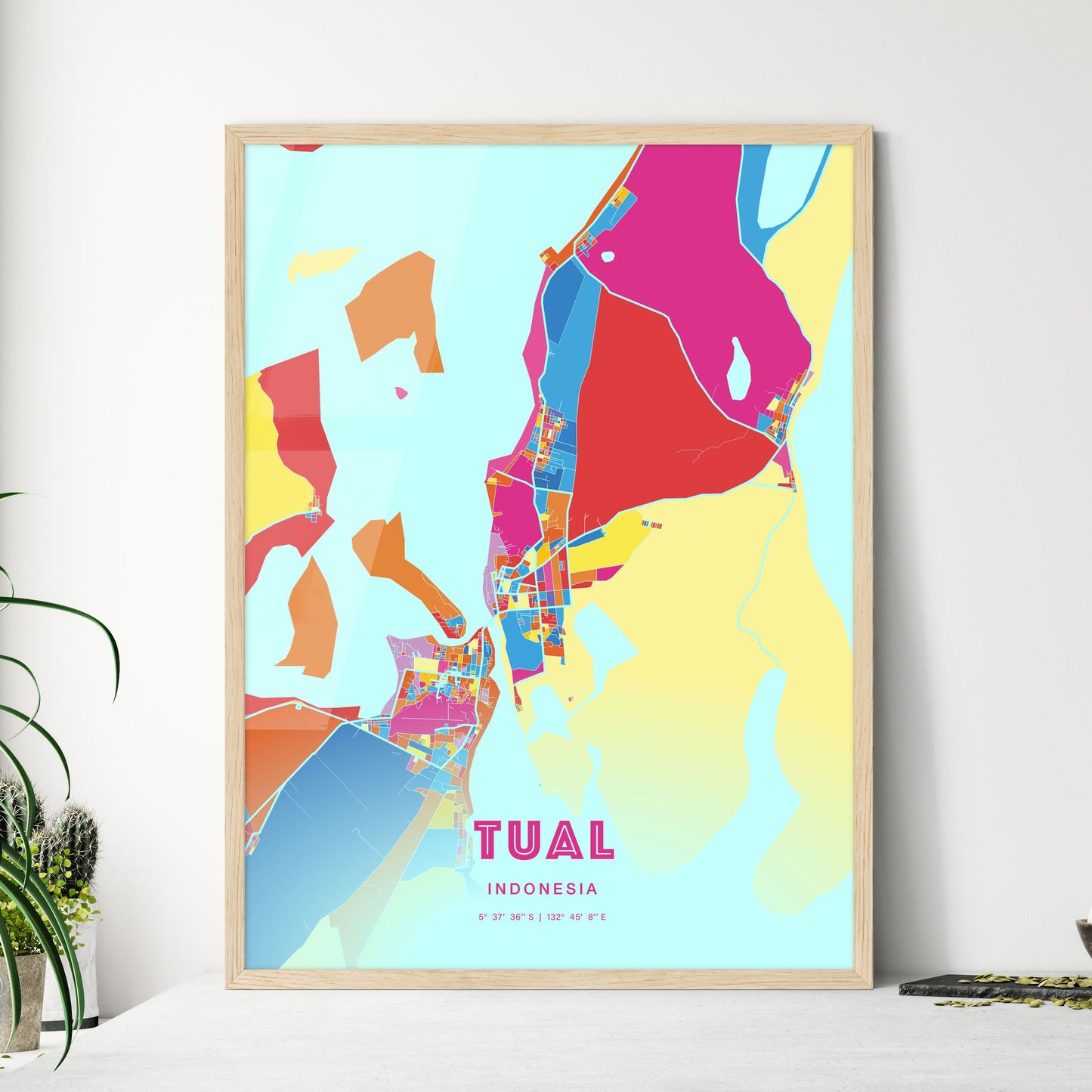 Colorful TUAL INDONESIA Fine Art Map Crazy Colors