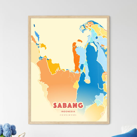 Colorful SABANG INDONESIA Fine Art Map Blue Orange