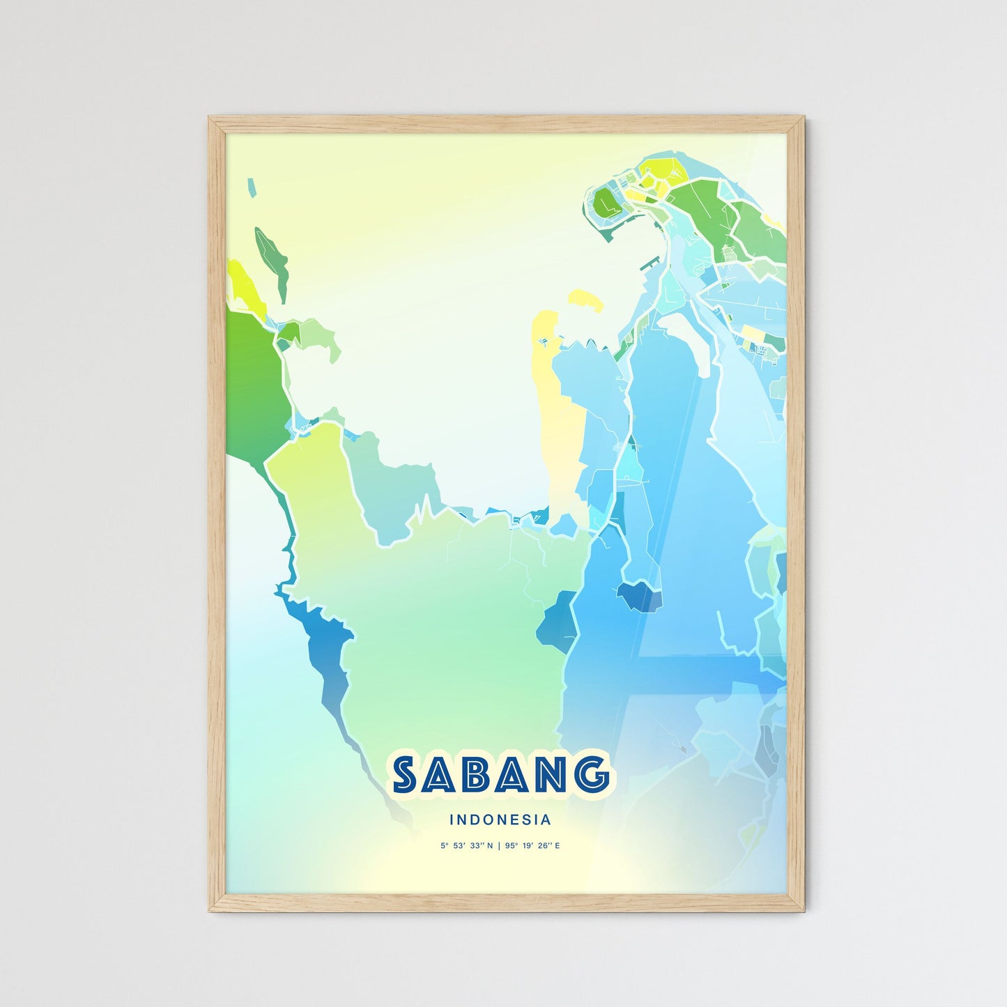 Colorful SABANG INDONESIA Fine Art Map Cool Blue