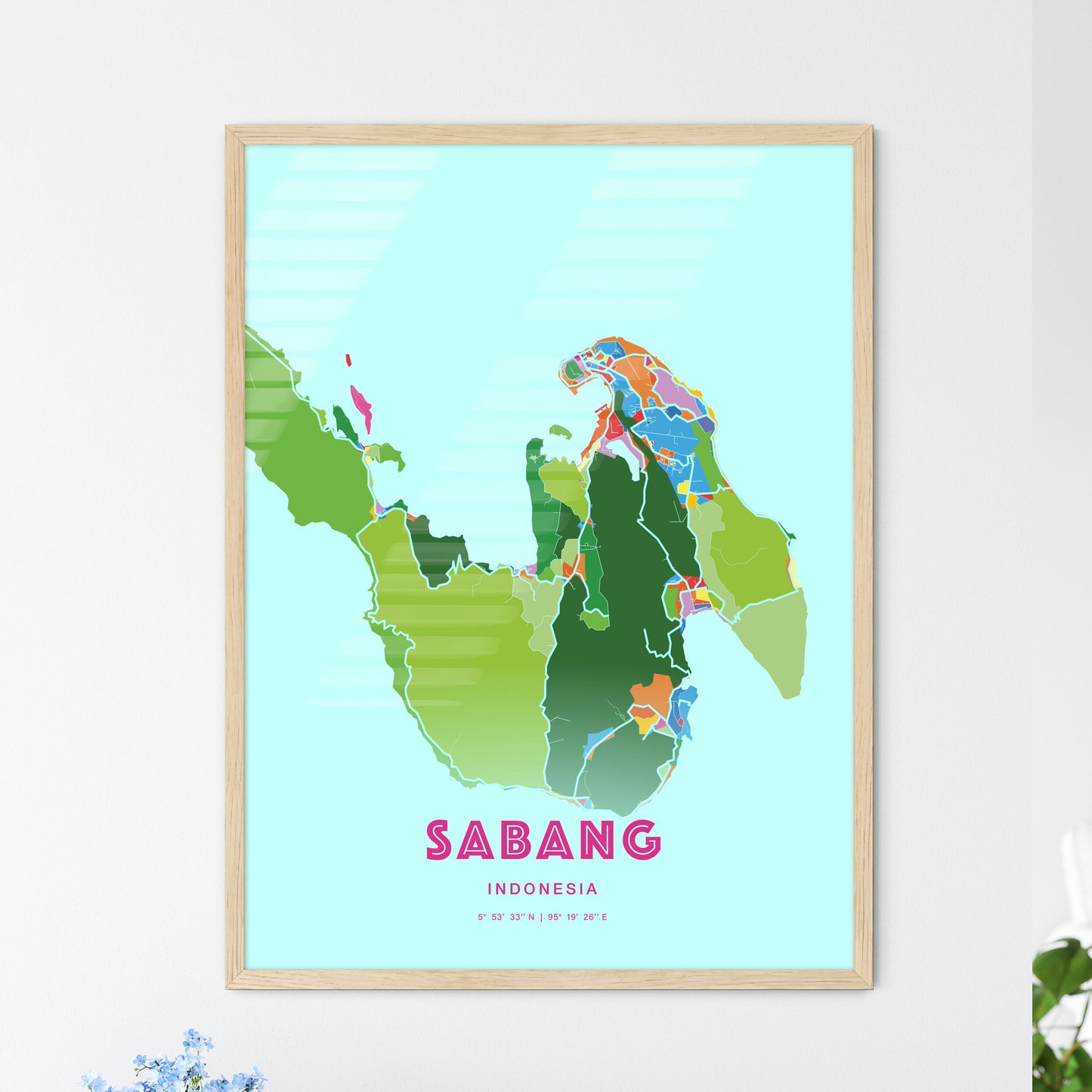 Colorful SABANG INDONESIA Fine Art Map Crazy Colors