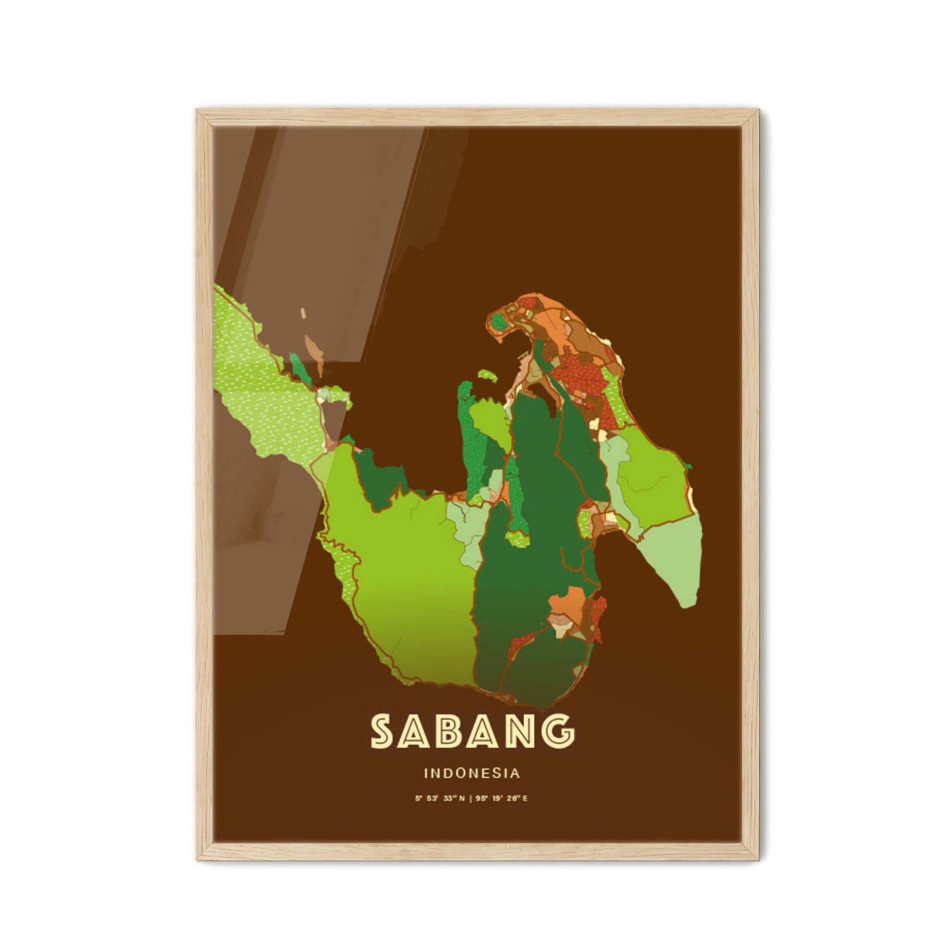 Colorful SABANG INDONESIA Fine Art Map Farmhouse