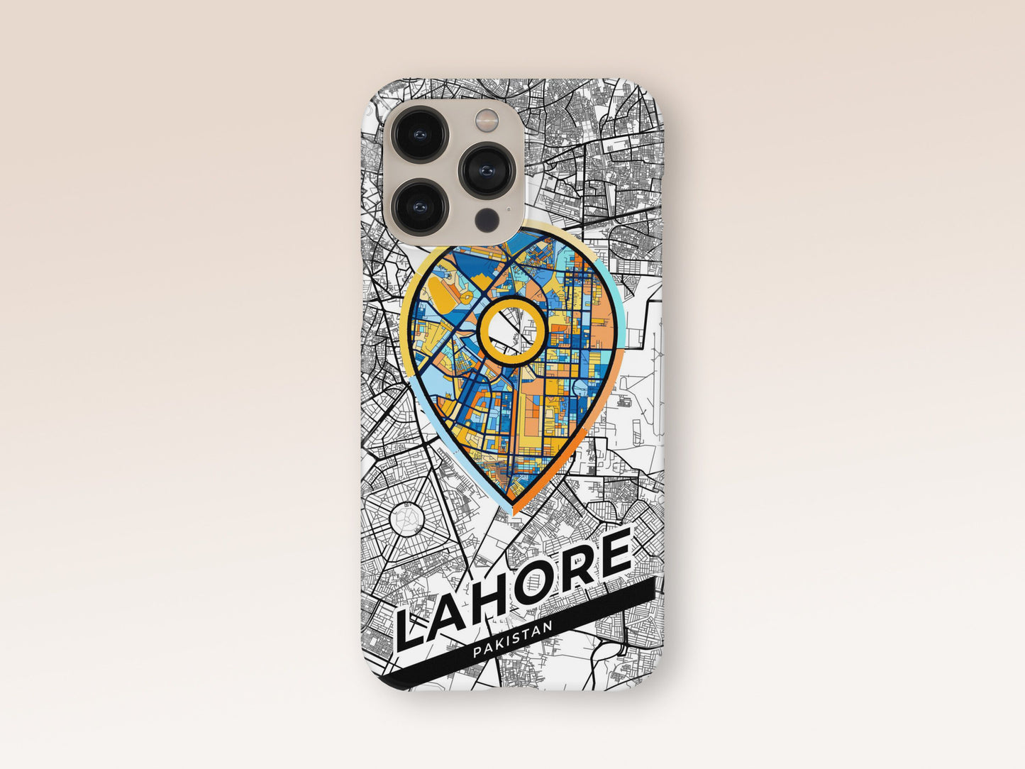 Lahore Pakistan slim phone case with colorful icon. Birthday, wedding or housewarming gift. Couple match cases. 1