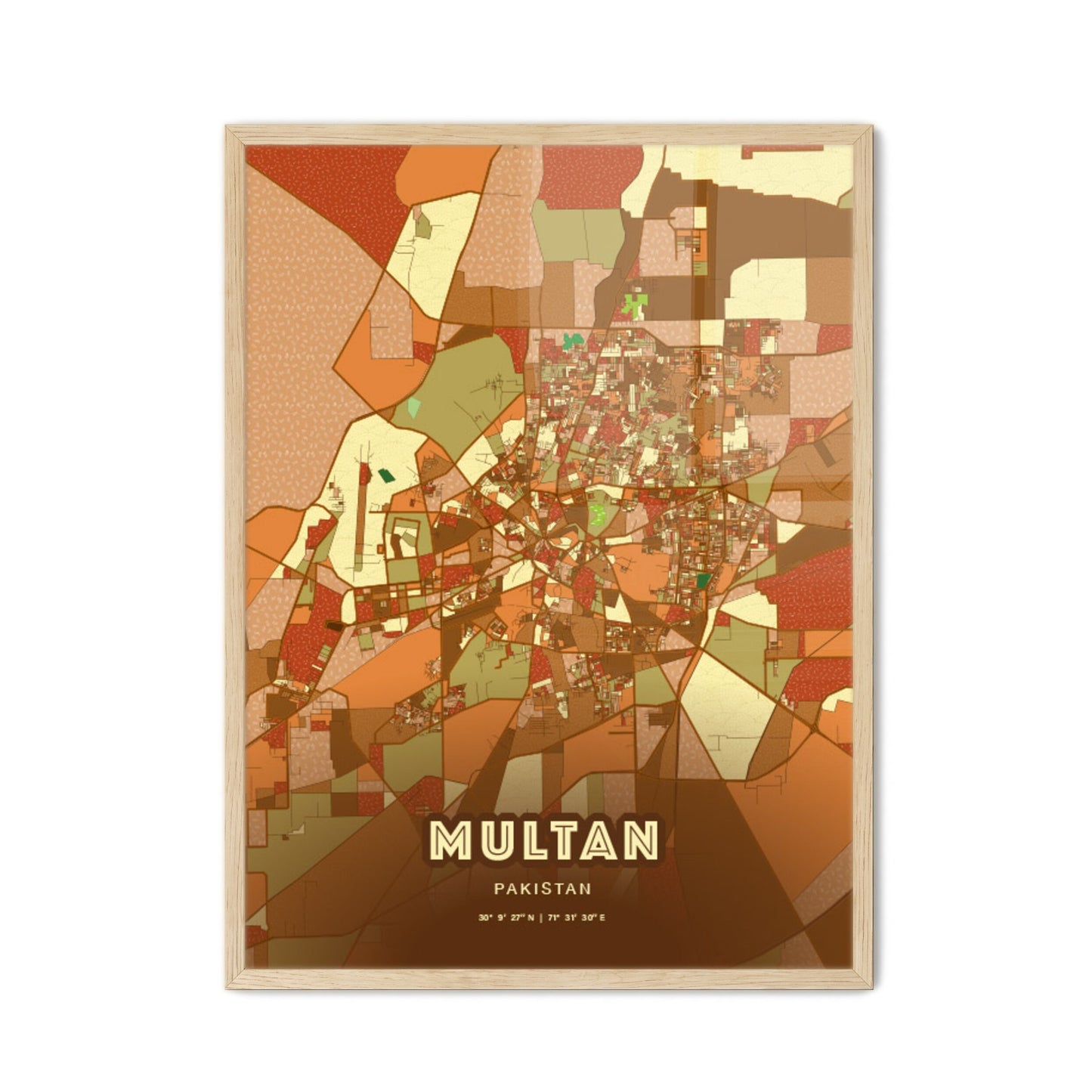 Colorful MULTAN PAKISTAN Fine Art Map Farmhouse