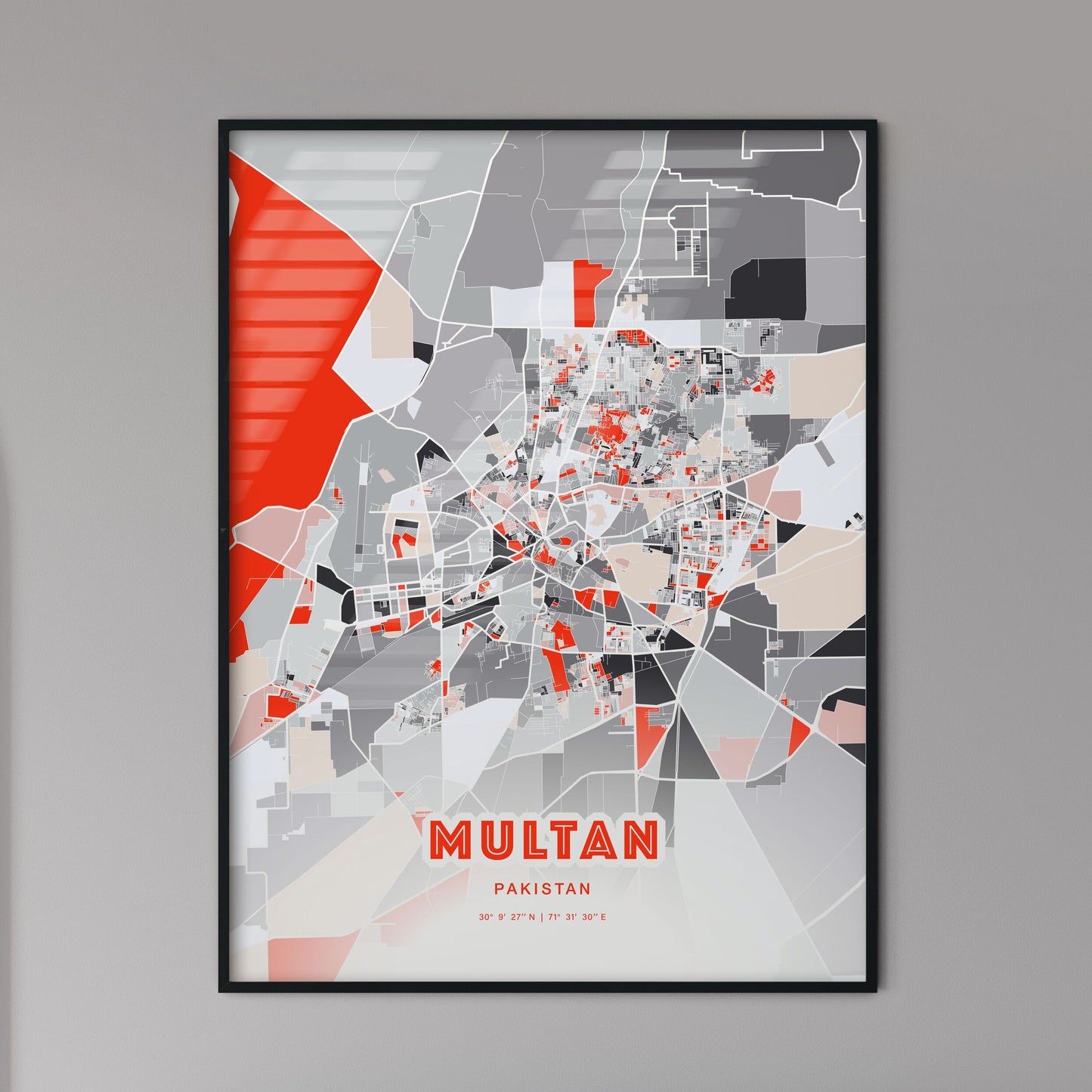 Colorful MULTAN PAKISTAN Fine Art Map Modern