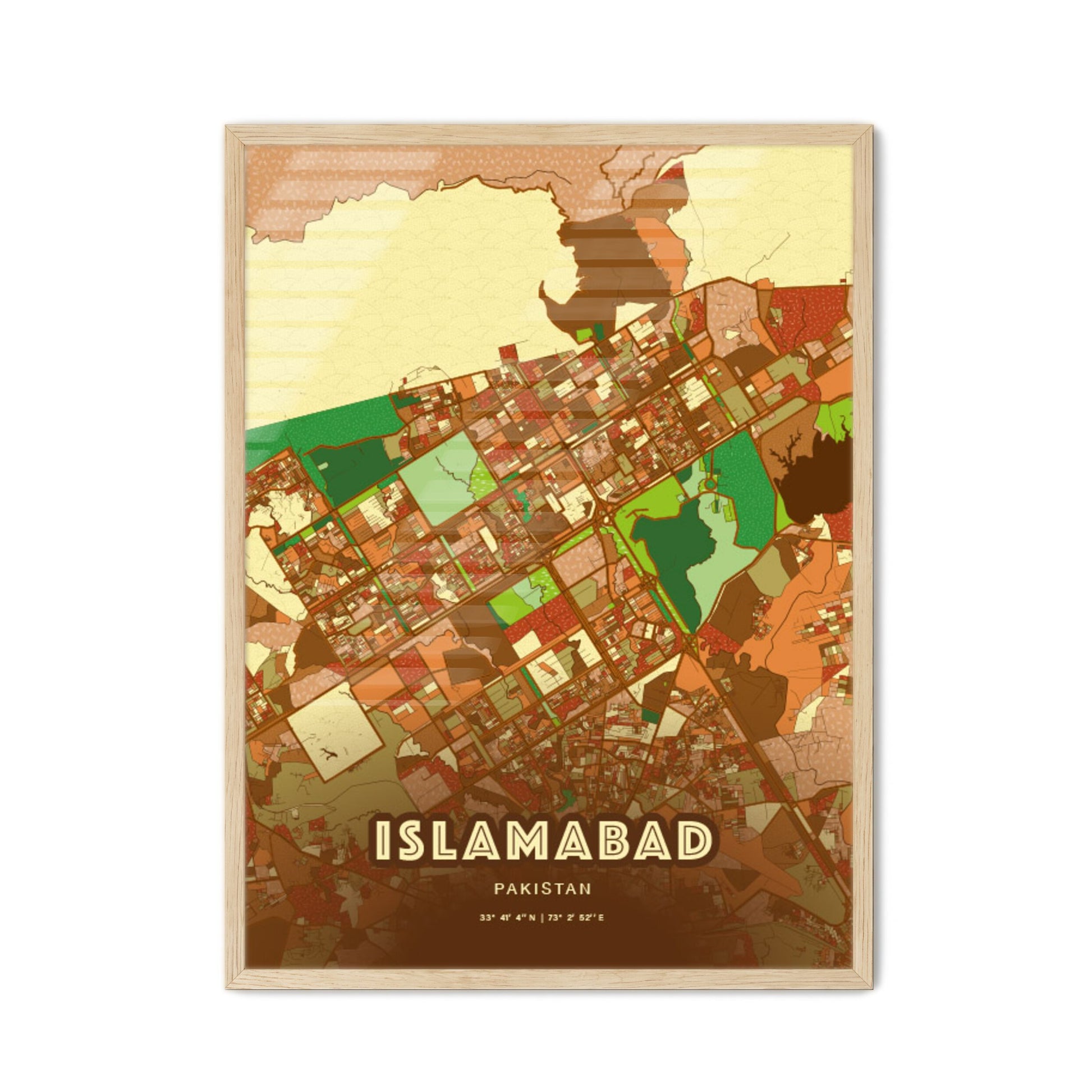 Colorful ISLAMABAD PAKISTAN Fine Art Map Farmhouse