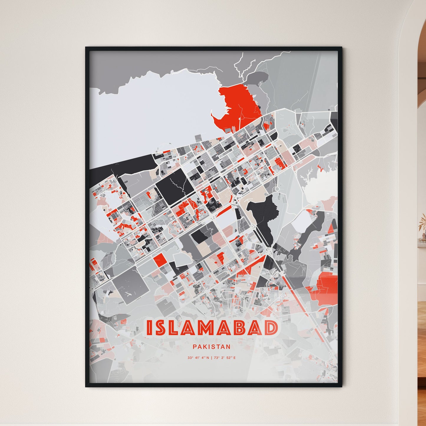 Colorful ISLAMABAD PAKISTAN Fine Art Map Modern