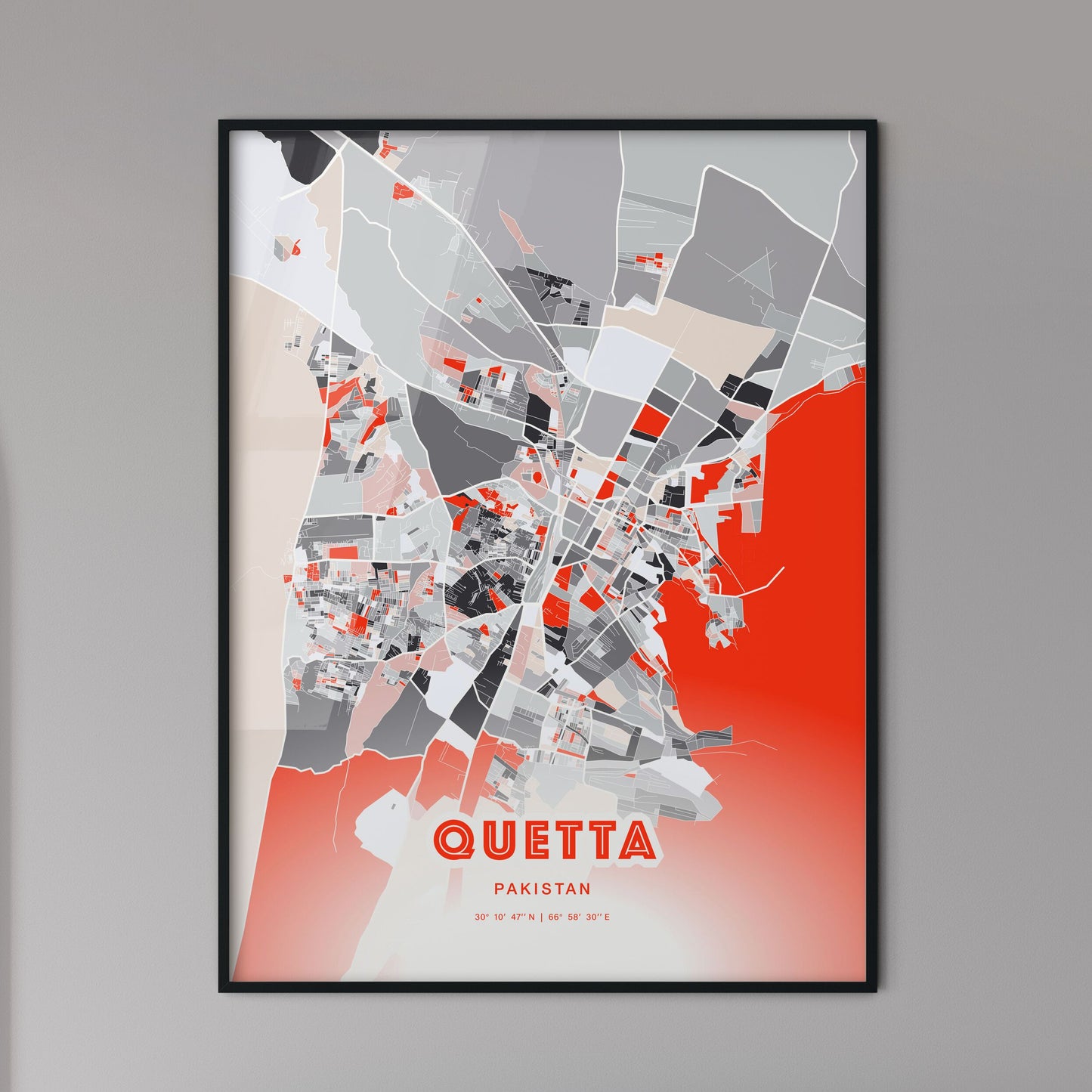 Colorful QUETTA PAKISTAN Fine Art Map Modern