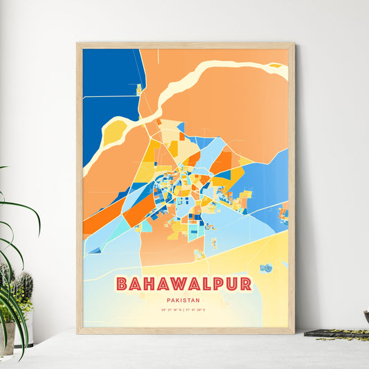 Colorful BAHAWALPUR PAKISTAN Fine Art Map Blue Orange