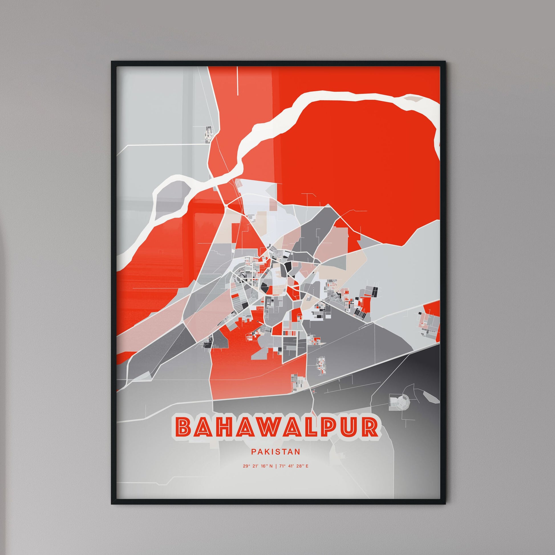 Colorful BAHAWALPUR PAKISTAN Fine Art Map Modern