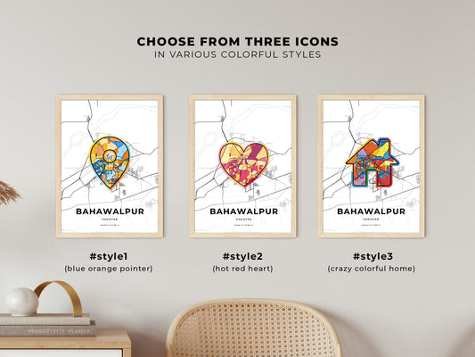 Bahawalpur Pakistan maps with colorful icons