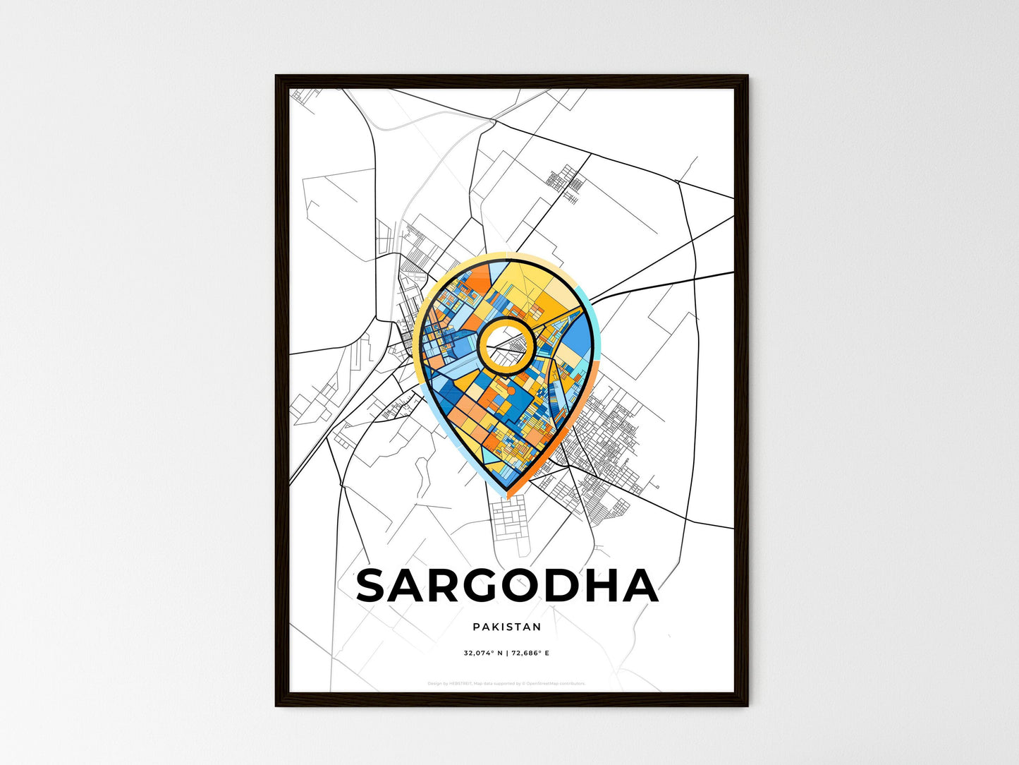 SARGODHA PAKISTAN minimal art map with a colorful icon. Style 1