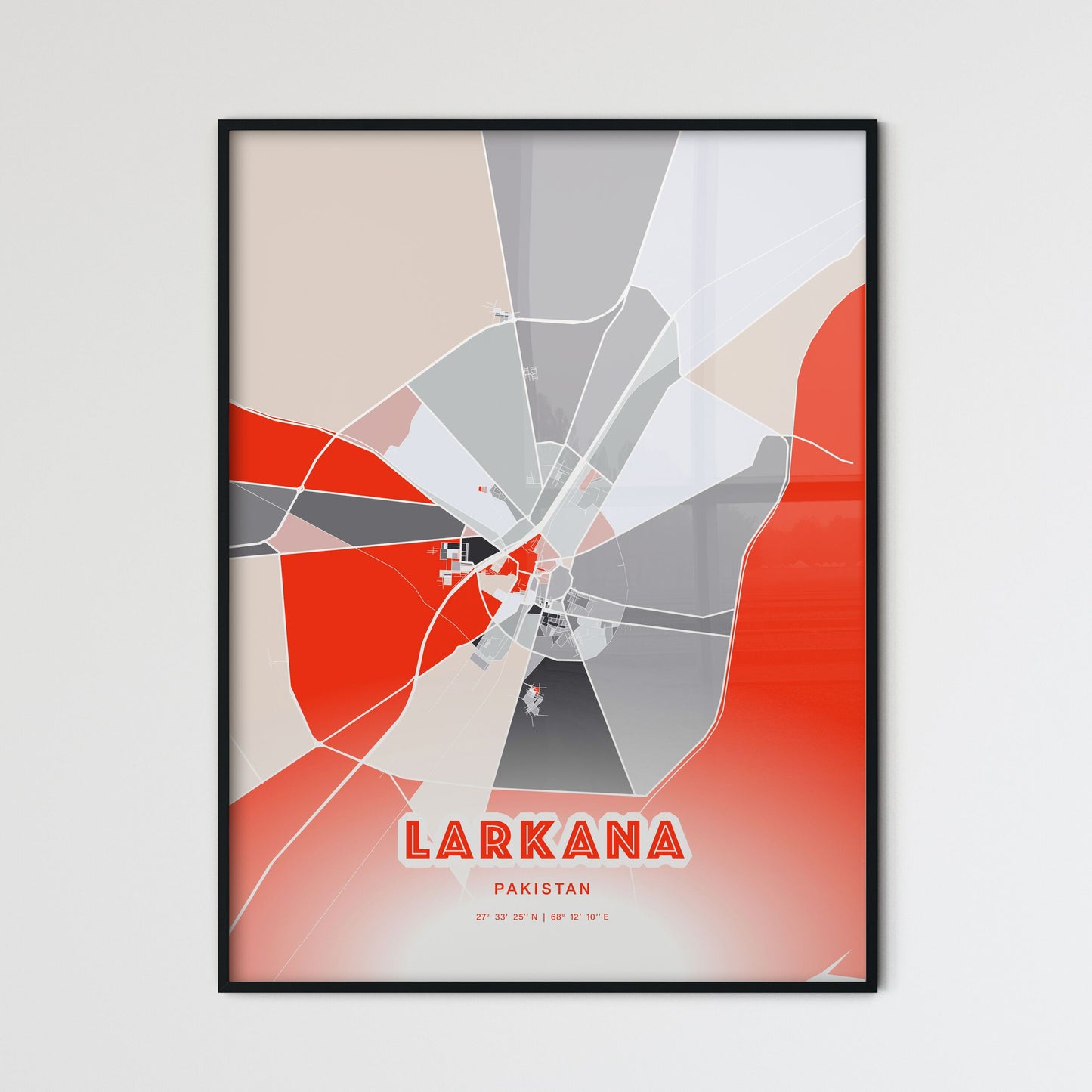 Colorful LARKANA PAKISTAN Fine Art Map Modern