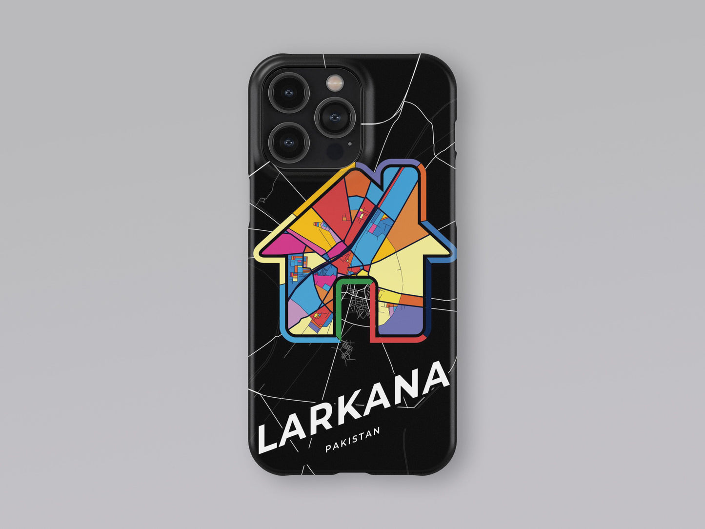 Larkana Pakistan slim phone case with colorful icon. Birthday, wedding or housewarming gift. Couple match cases. 3