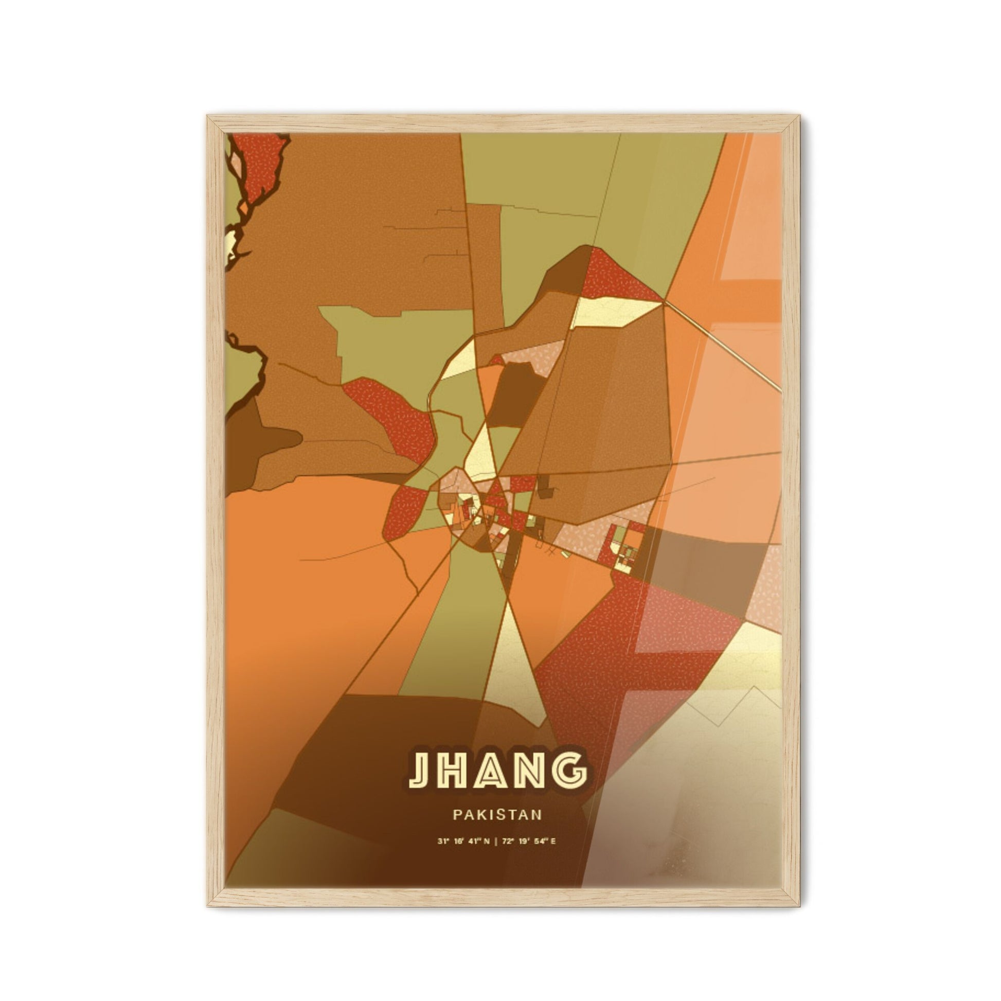 Colorful JHANG PAKISTAN Fine Art Map Farmhouse