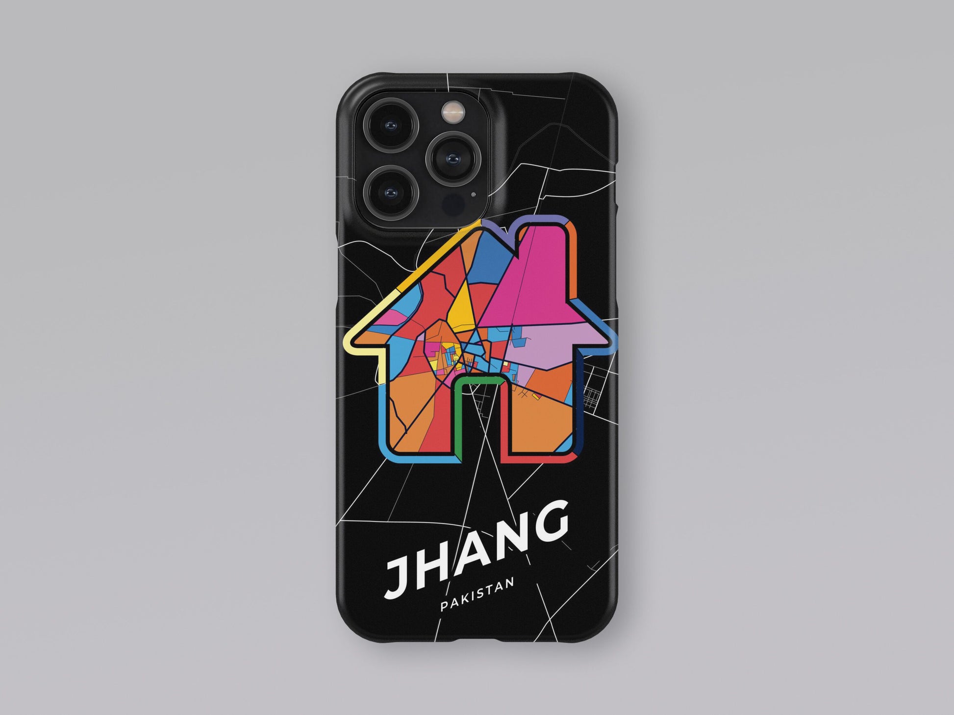 Jhang Pakistan slim phone case with colorful icon. Birthday, wedding or housewarming gift. Couple match cases. 3
