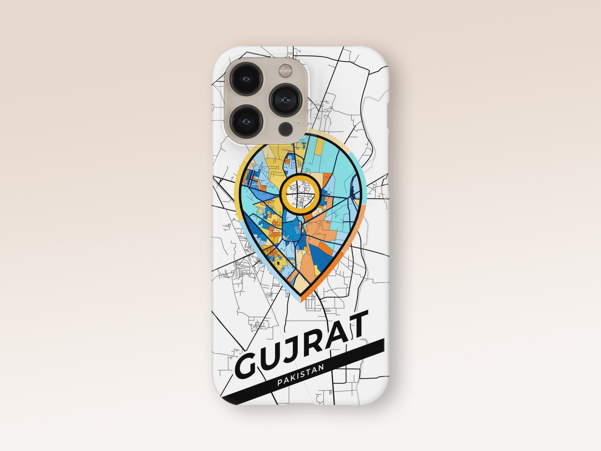 Gujrat Pakistan slim phone case with colorful icon. Birthday, wedding or housewarming gift. Couple match cases. 1