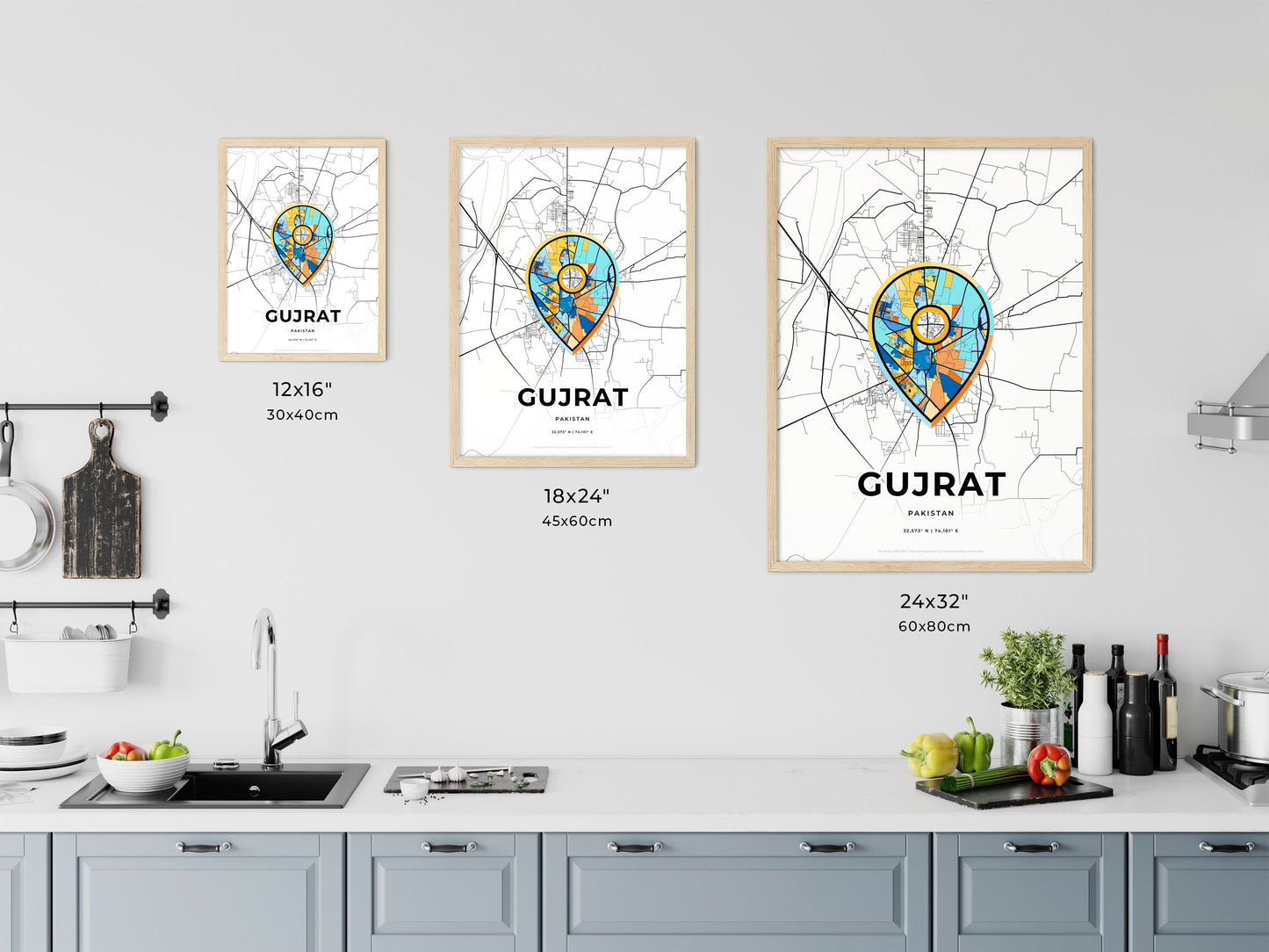 Gujrat Pakistan art map size chart