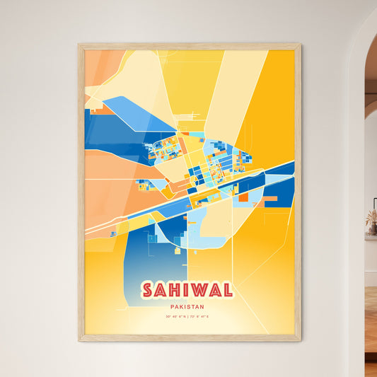 Colorful SAHIWAL PAKISTAN Fine Art Map Blue Orange