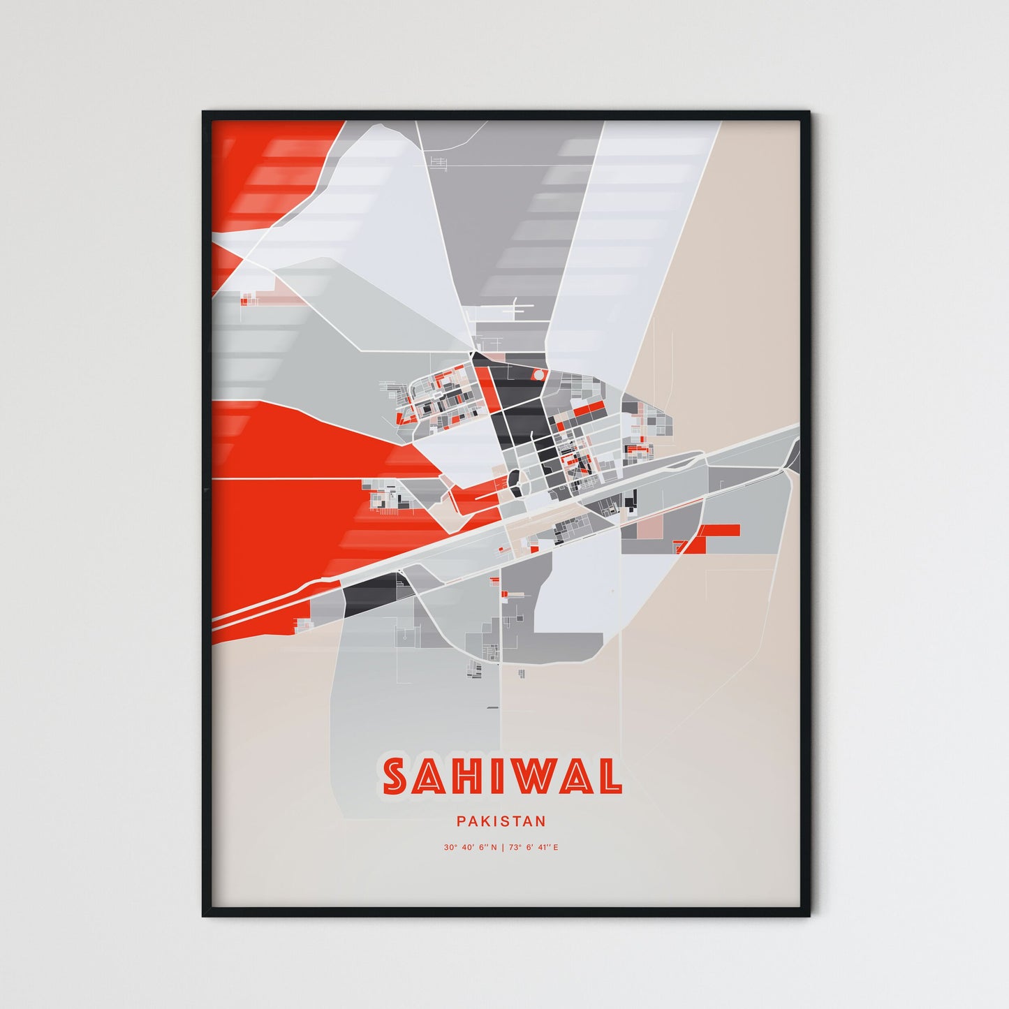 Colorful SAHIWAL PAKISTAN Fine Art Map Modern