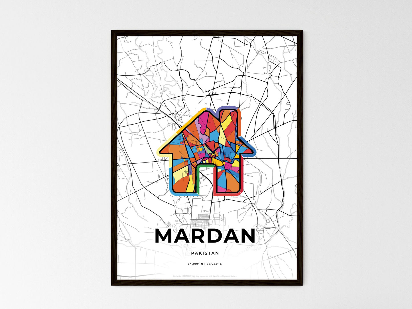 Mardan Pakistan wedding art map with home icon