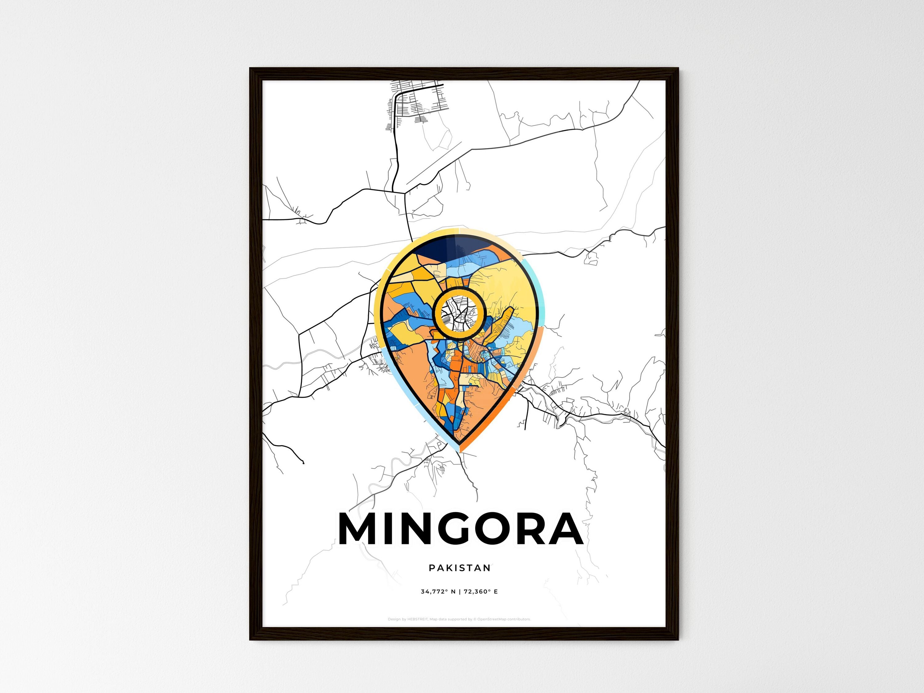 Mingora Map MINGORA PAKISTAN minimal art map with a colorful icon. Creative city ...