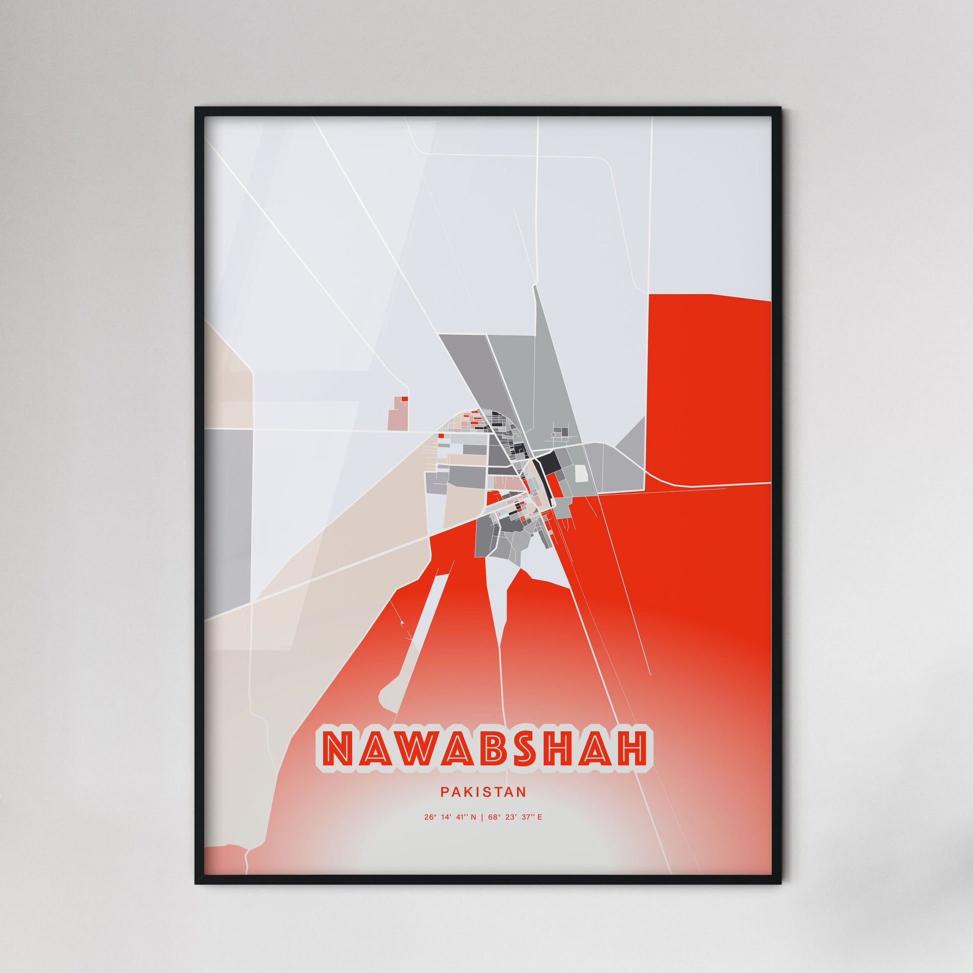 Colorful NAWABSHAH PAKISTAN Fine Art Map Modern