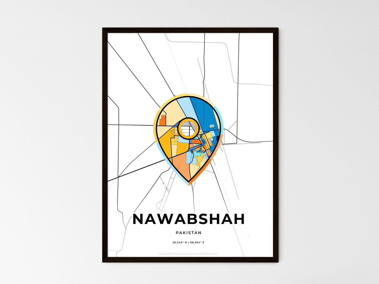 Nawabshah Pakistan wedding art map with pointer icon
