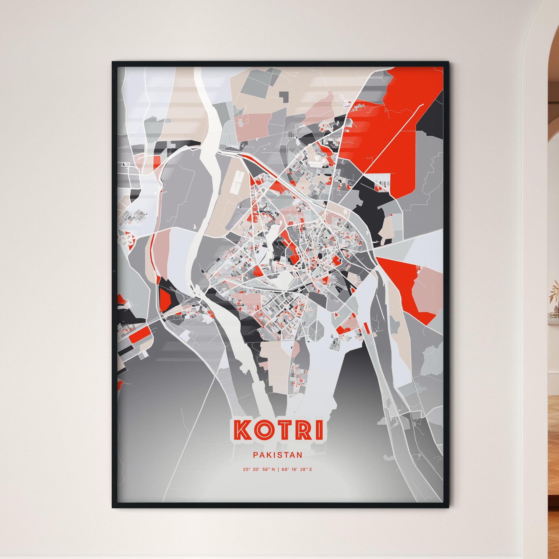 Colorful KOTRI PAKISTAN Fine Art Map Modern