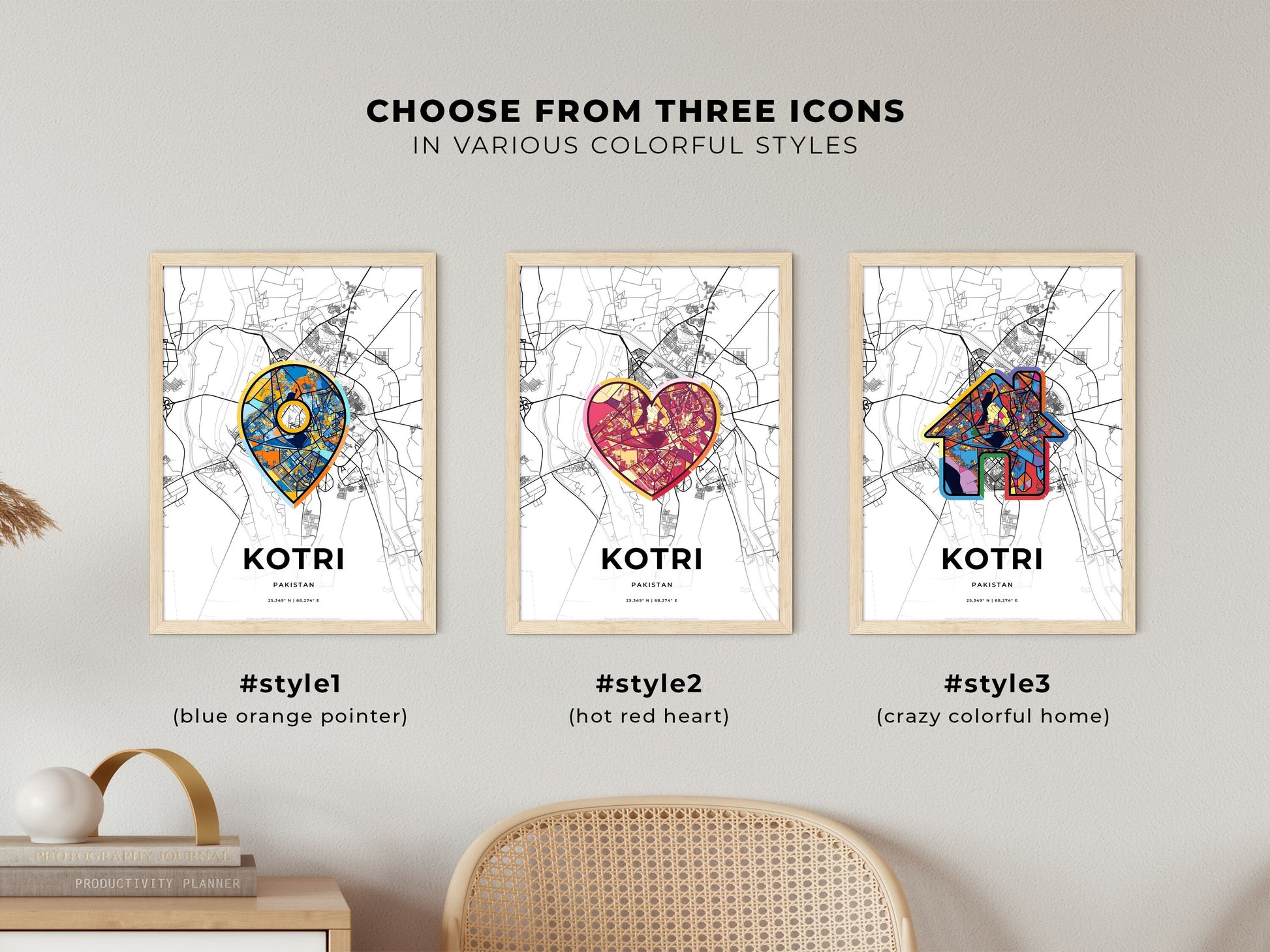Kotri Pakistan maps with colorful icons