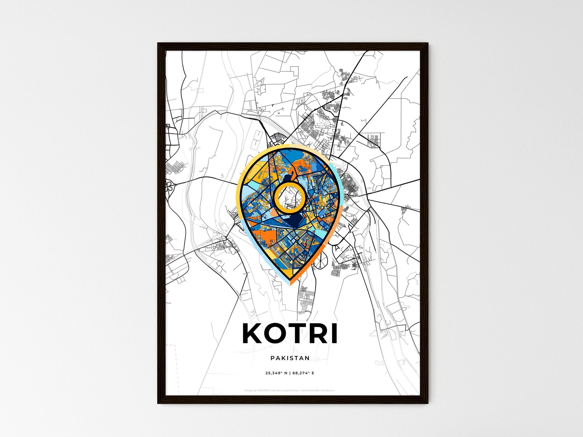 Kotri Pakistan wedding art map with pointer icon