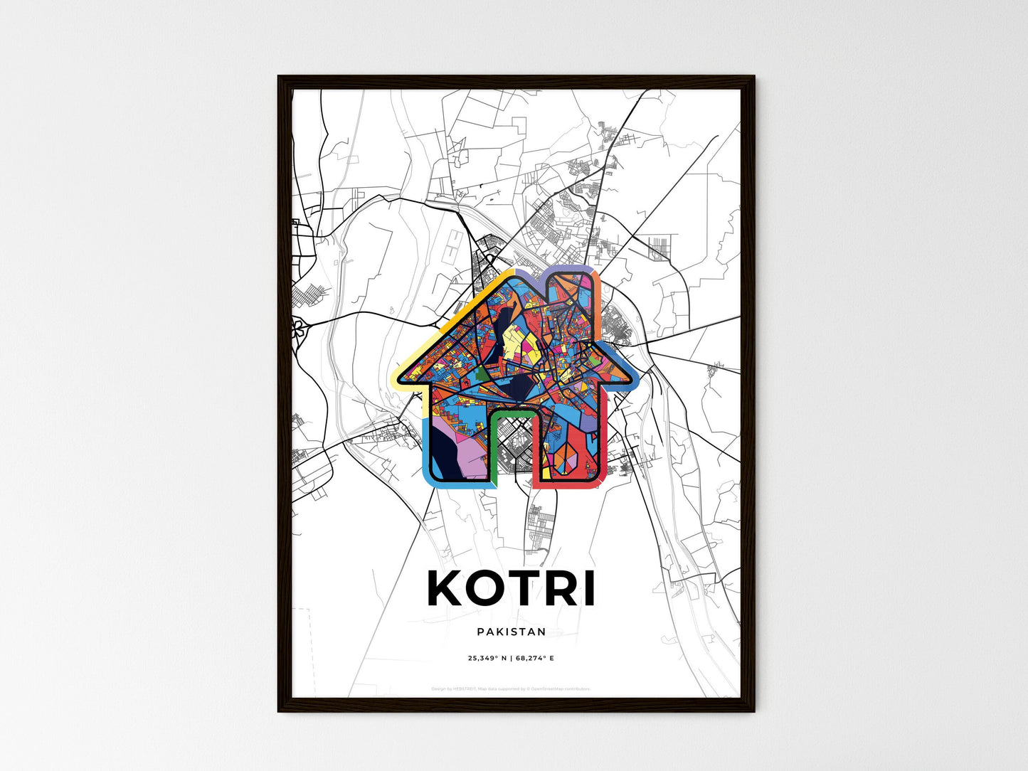 Kotri Pakistan wedding art map with home icon