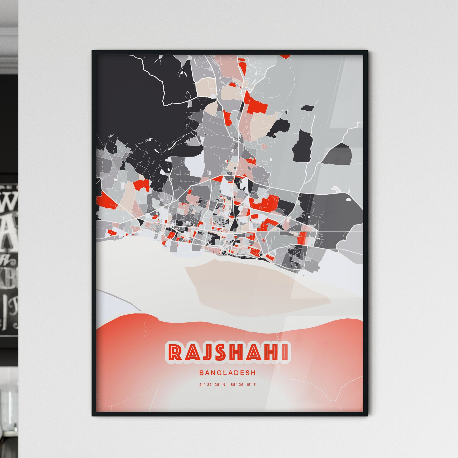 Colorful RAJSHAHI BANGLADESH Fine Art Map Modern