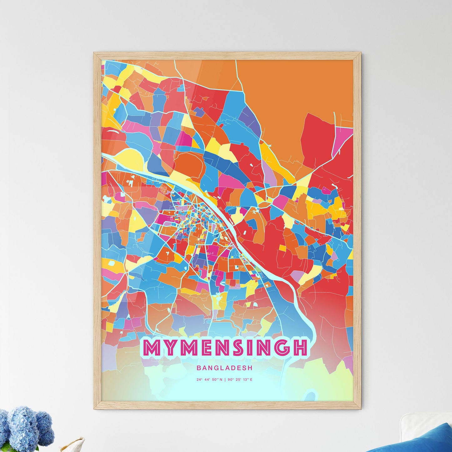 Colorful MYMENSINGH BANGLADESH Fine Art Map Crazy Colors