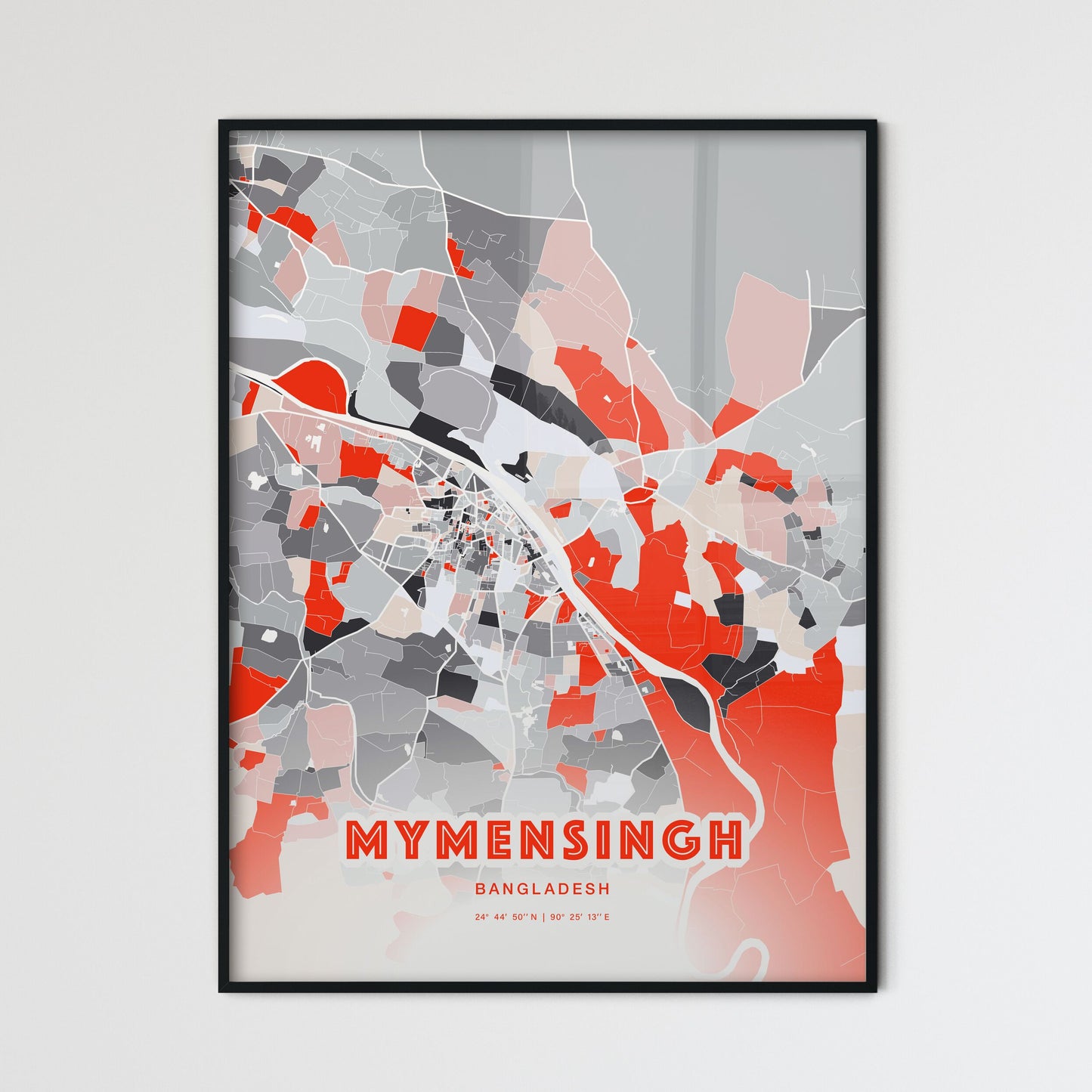 Colorful MYMENSINGH BANGLADESH Fine Art Map Modern
