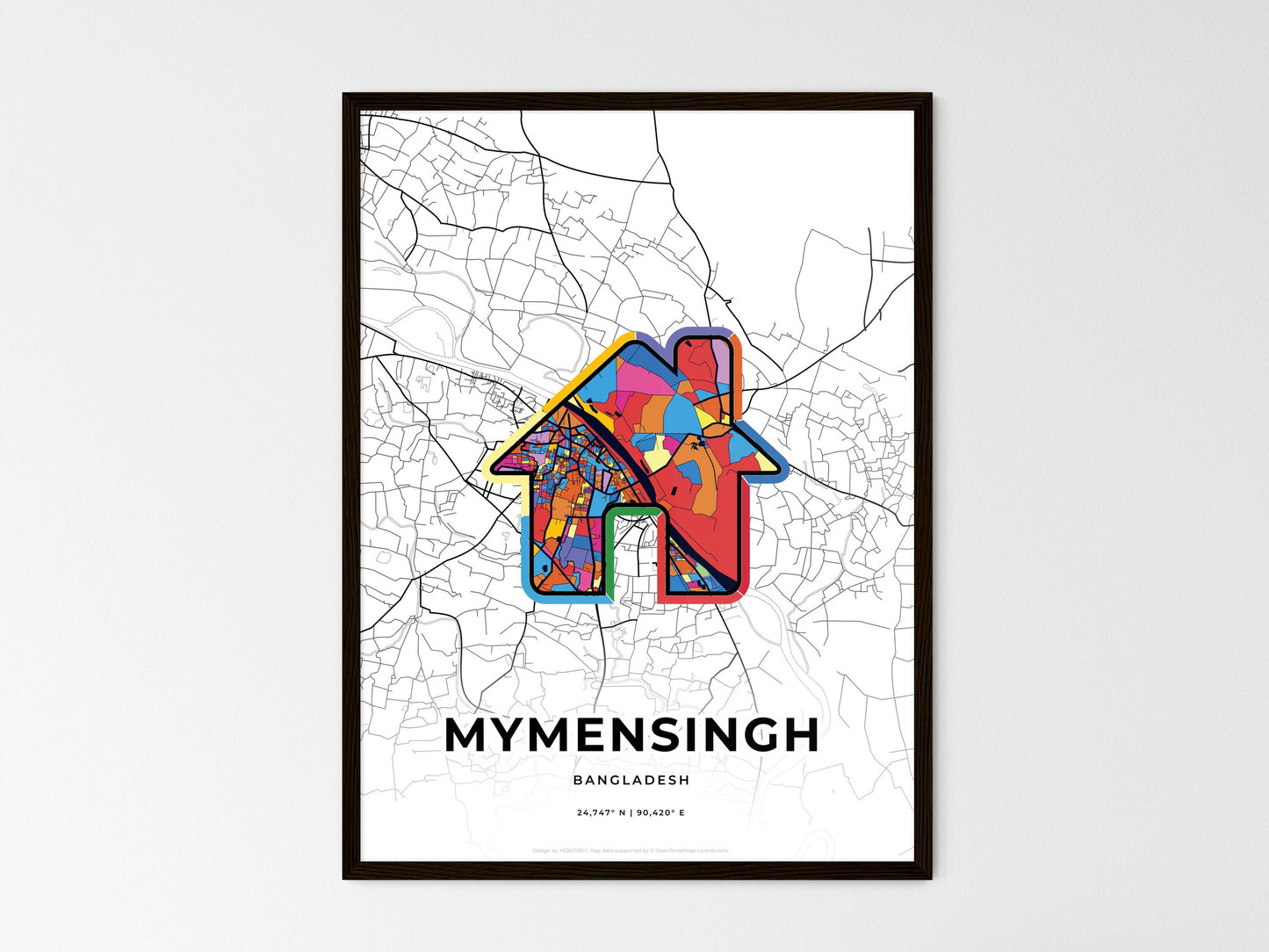 Mymensingh Bangladesh wedding art map with home icon