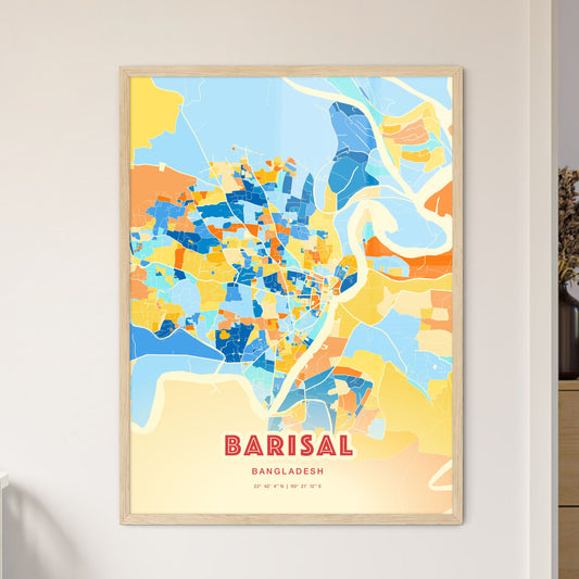 Colorful BARISAL BANGLADESH Fine Art Map Blue Orange