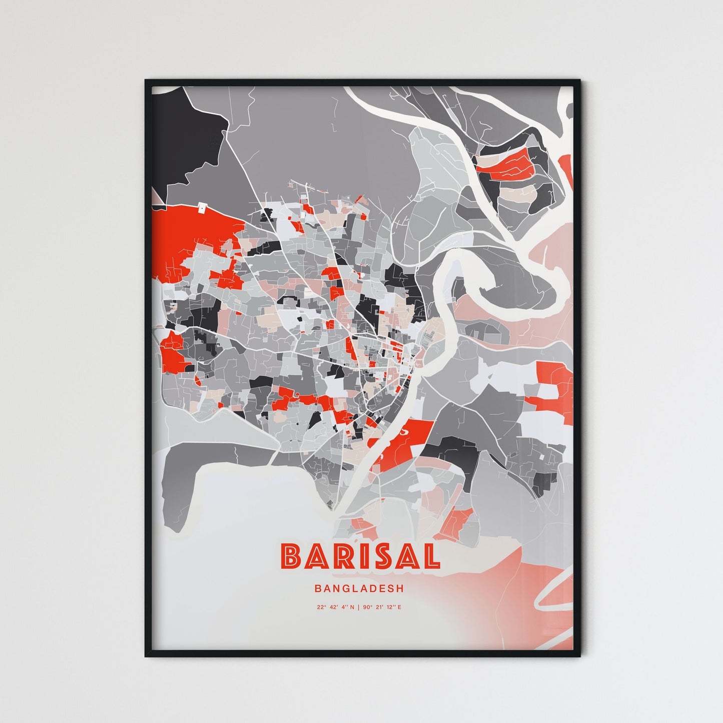 Colorful BARISAL BANGLADESH Fine Art Map Modern