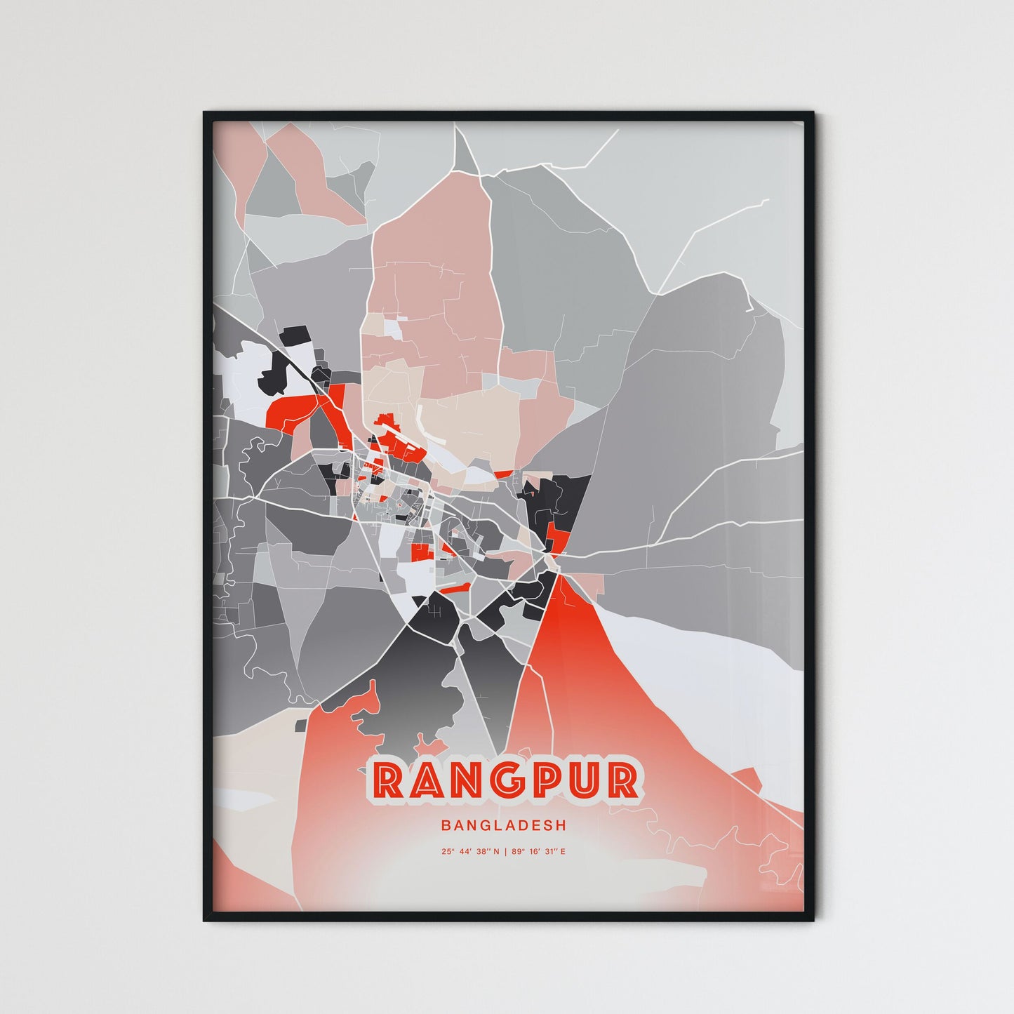 Colorful RANGPUR BANGLADESH Fine Art Map Modern
