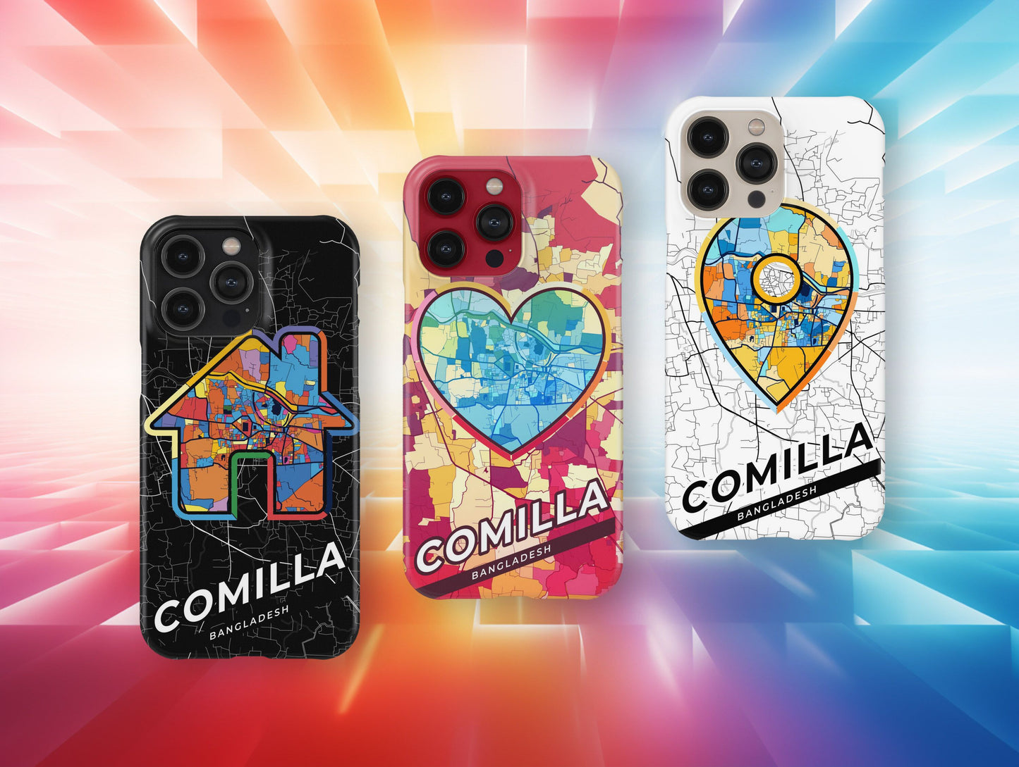 Comilla Bangladesh slim phone case with colorful icon. Birthday, wedding or housewarming gift. Couple match cases.