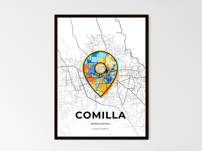 COMILLA BANGLADESH minimal art map with a colorful icon. Where it all began, Couple map gift. Style 1
