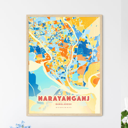 Colorful NARAYANGANJ BANGLADESH Fine Art Map Blue Orange