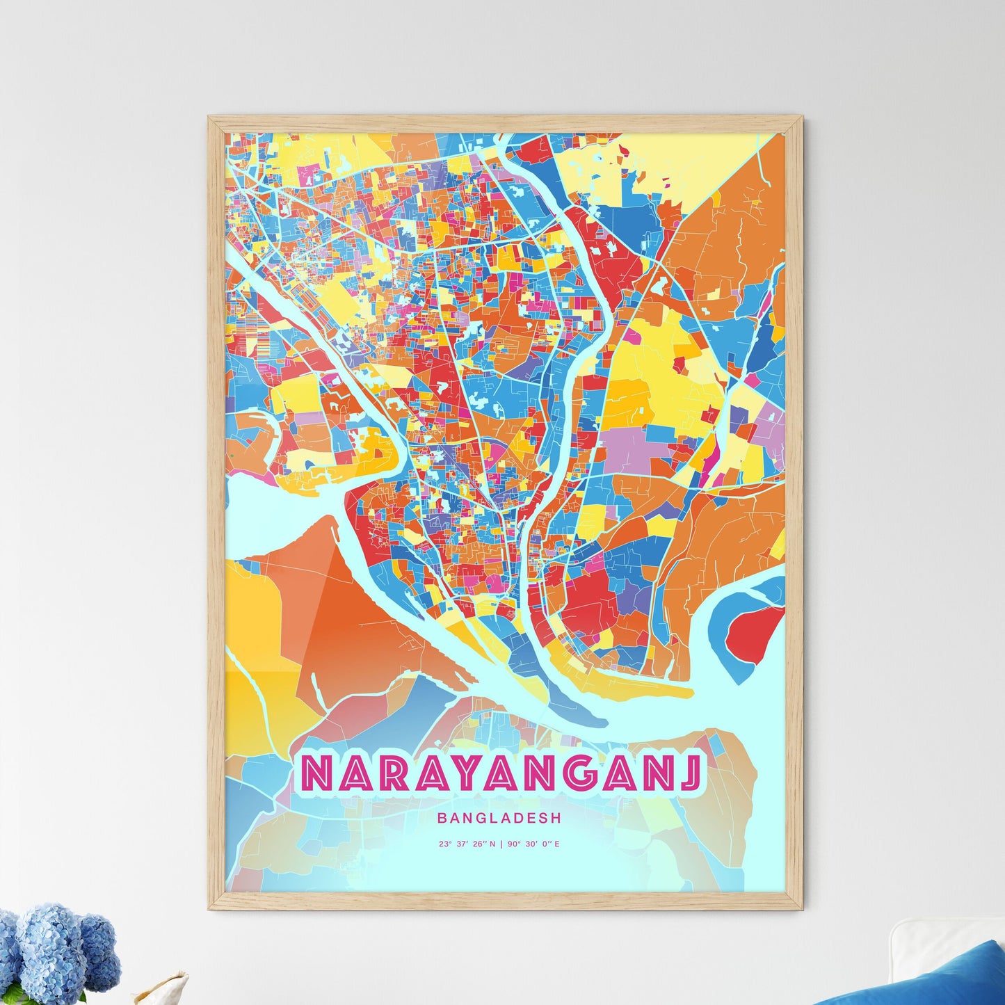 Colorful NARAYANGANJ BANGLADESH Fine Art Map Crazy Colors